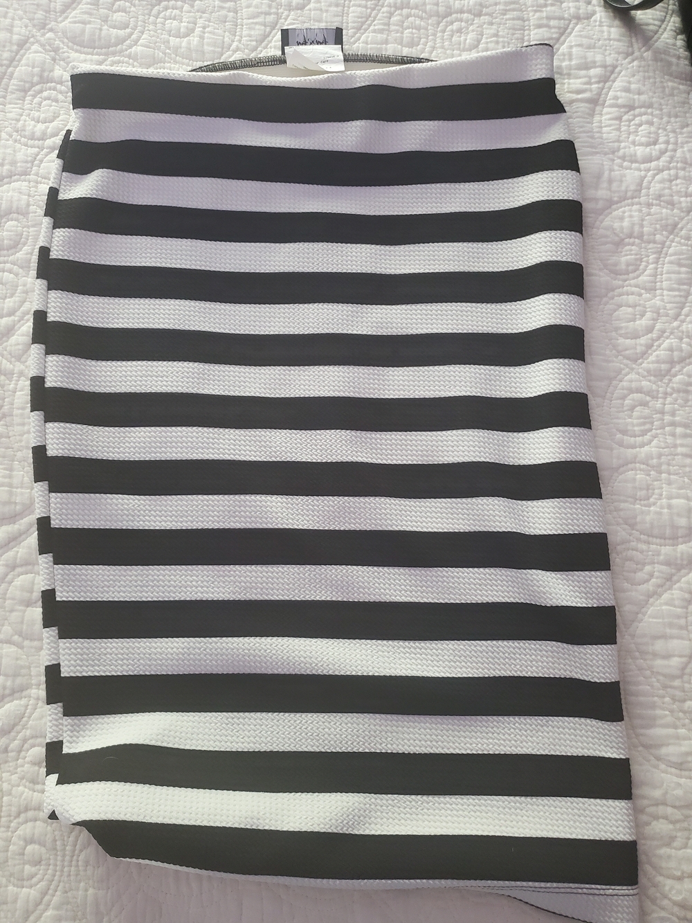Striped Black and White Pencil Skirt - Women's